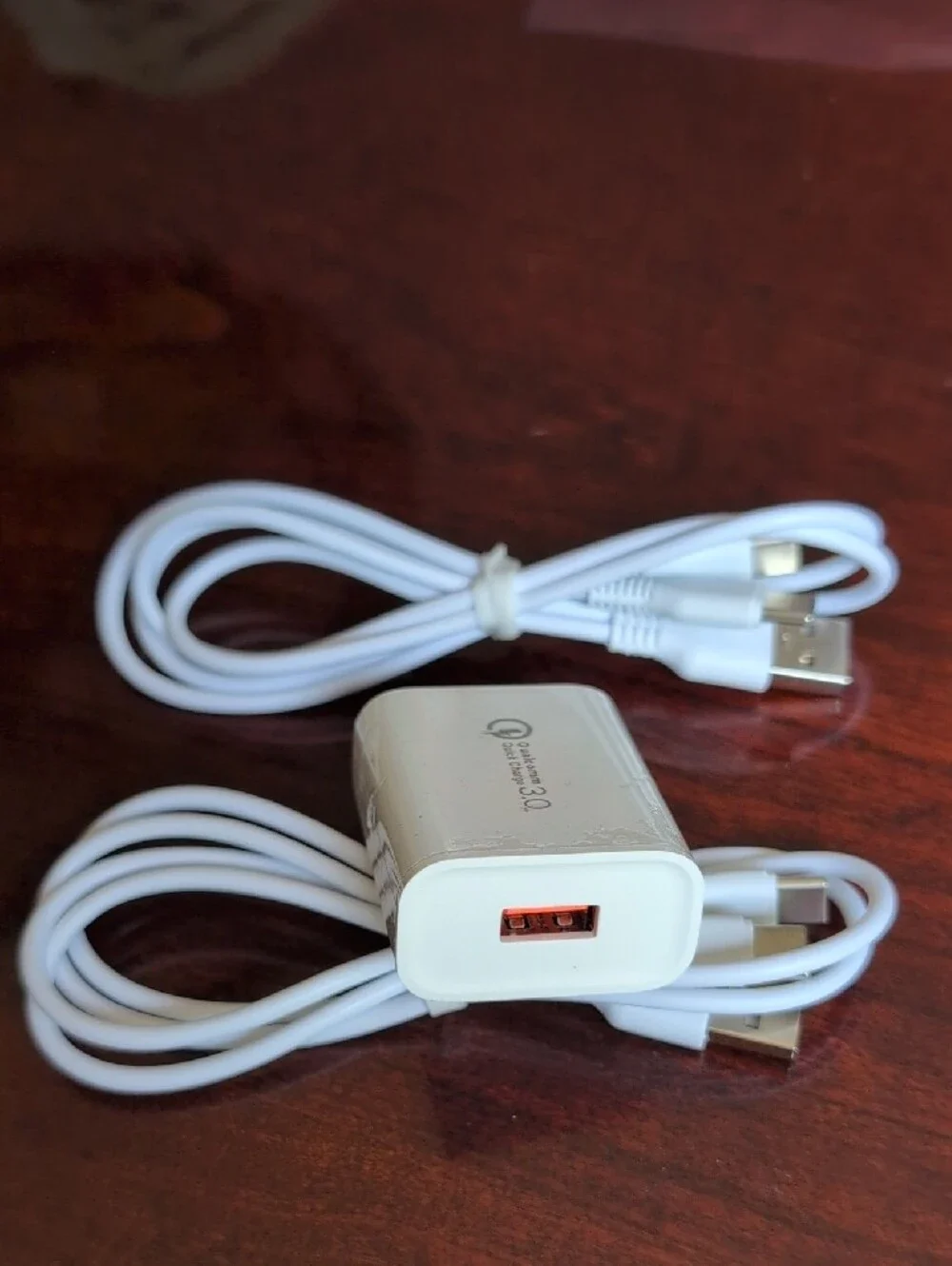 White USB Wall Charger and USB-A Cable Pack